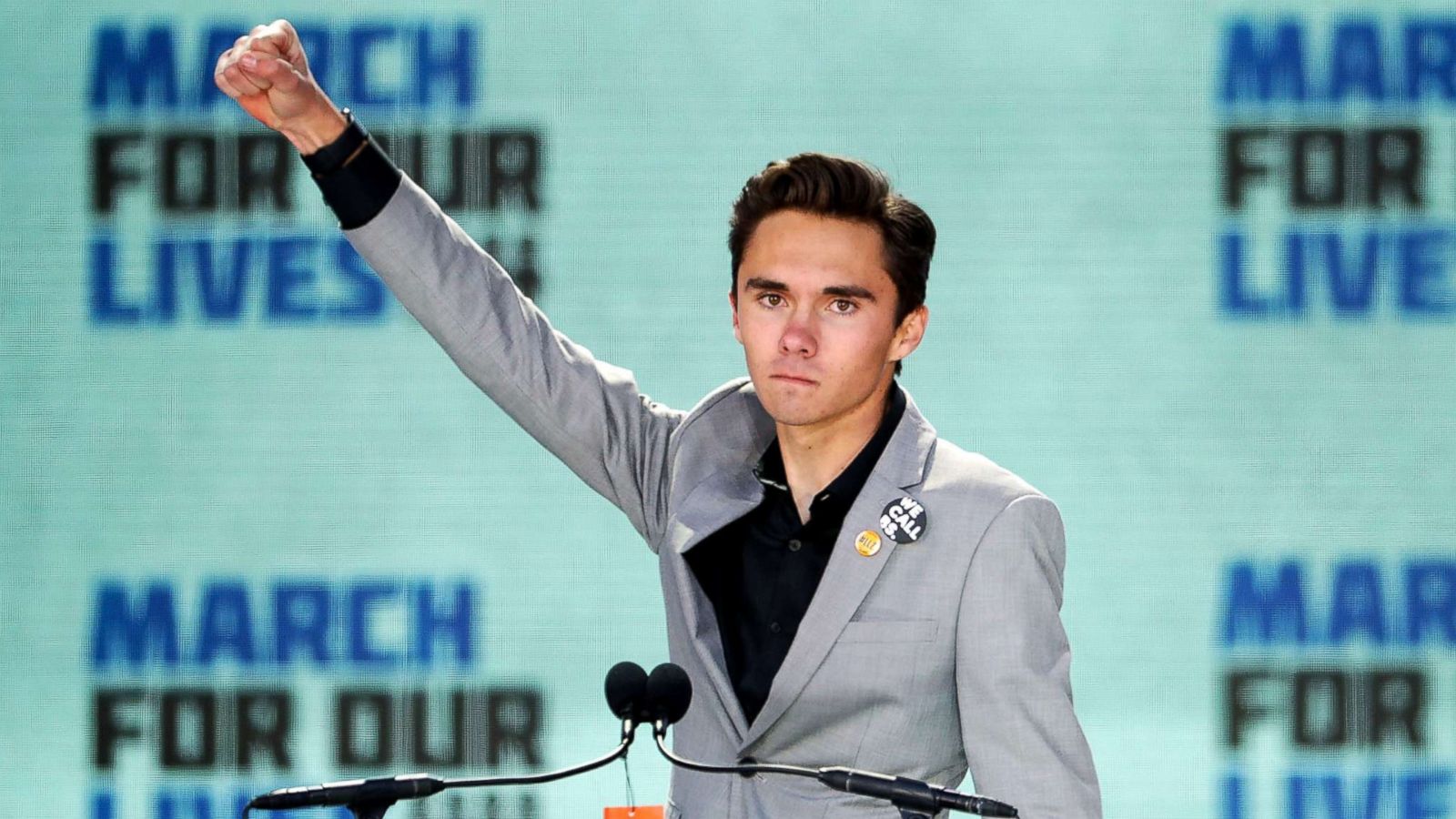 PHOTO: Marjory Stoneman Douglas High School Student David Hogg addresses the March for Our Lives rally, March 24, 2018, in Washington.