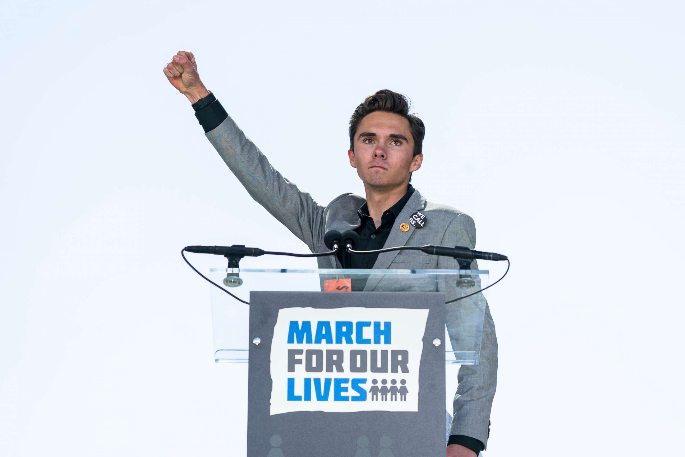 PHOTO: David Hogg, a survivor of the school shooting at Marjory Stoneman Douglas High School, speaks at the March For Our Lives in Washington, March 24, 2018. 