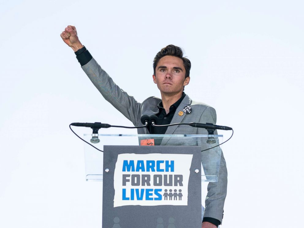 PHOTO: David Hogg, a survivor of the school shooting at Marjory Stoneman Douglas High School, speaks at the March For Our Lives in Washington, March 24, 2018.