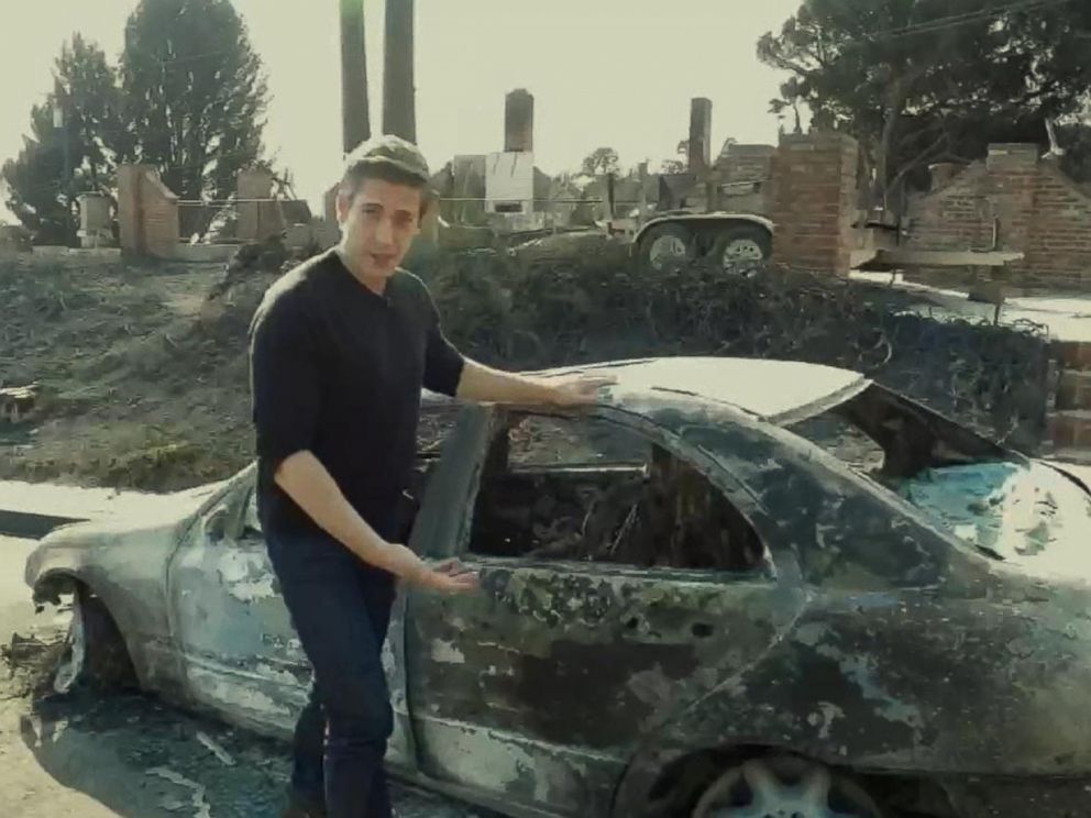 PHOTO: David Muir surveys the devastation in Ventura County, Calif.