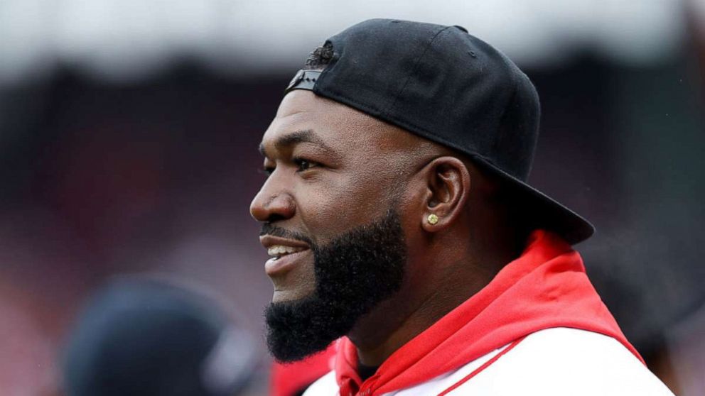 PHOTO: In this file photo, David Ortiz looks on before the Red Sox home opening game against the Toronto Blue Jays at Fenway Park on April 09, 2019, in Boston.