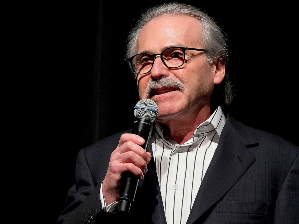 PHOTO: In this Jan. 31, 2014 photo, David Pecker, chairman and CEO of American Media, addresses those attending the Shape & Mens Fitness Super Bowl Party in New York.