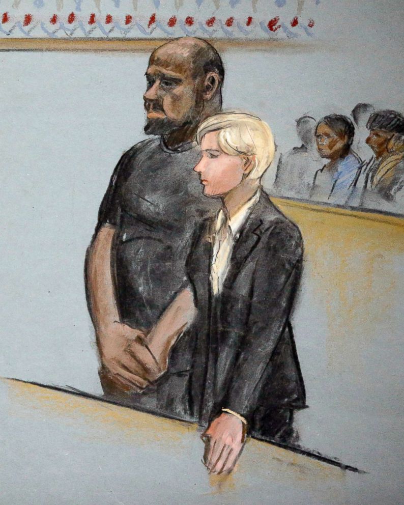 PHOTO: David Wright is depicted standing with his attorney Jessica Hedges during a hearing, June 3, 2015, in federal court in Boston.