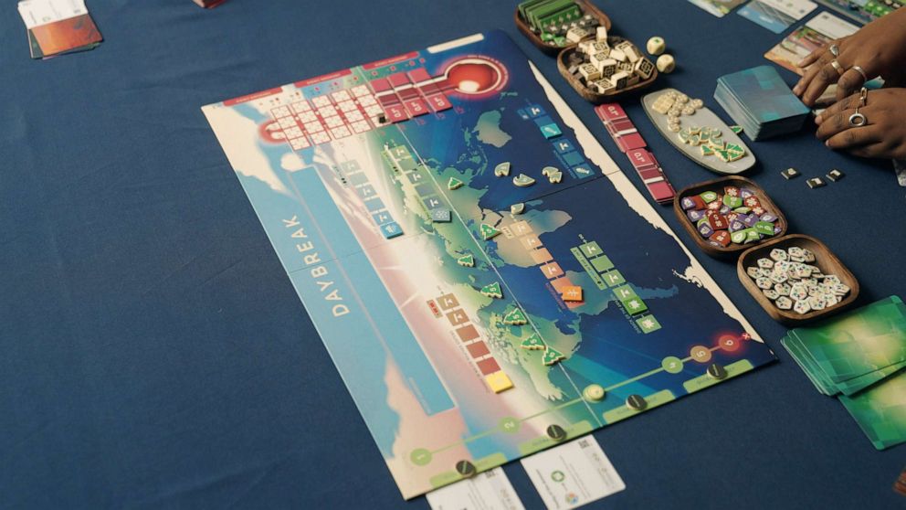 PHOTO: A file photo shows the gameplay pieces and board for Daybreak, a new board game that portrays negotiations to tackle climate change.