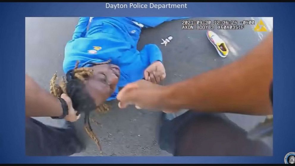 PHOTO: An image from Dayton Ohio police body camera footage of a paralyzed man being pulled out of his car during a traffic stop, Sept. 30, 2021, in Dayton, Ohio. The driver, Clifford Owensby has filed a complaint.
