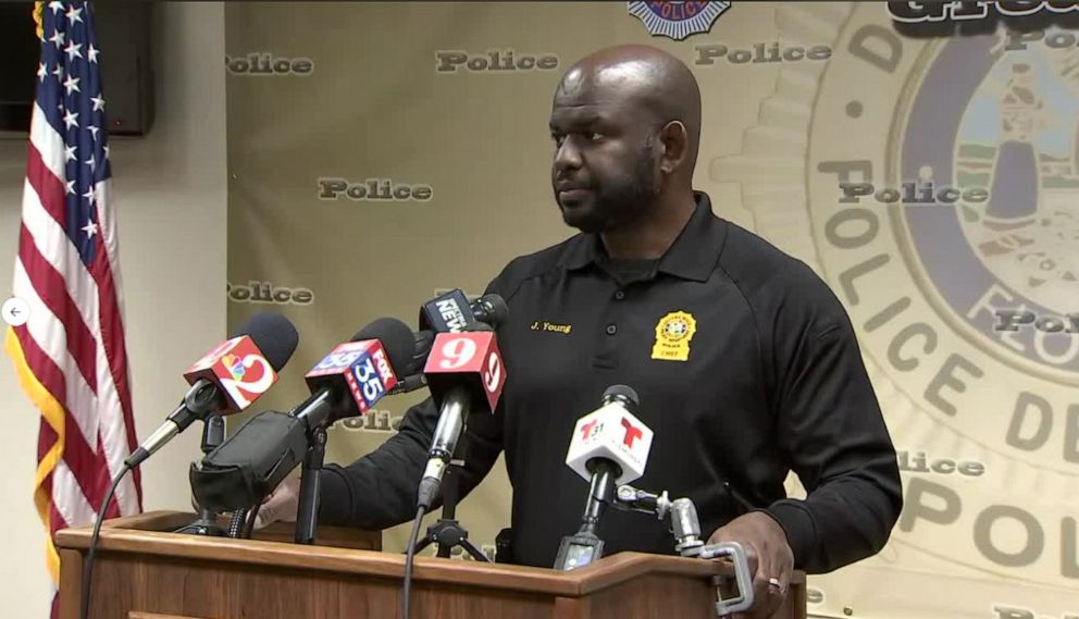 PHOTO: Daytona Beach Police Chief Jakari Young speaks to the press about the Advent Health Hospital shooting, on Jan. 21, 2023, in Daytona Beach, Fla.