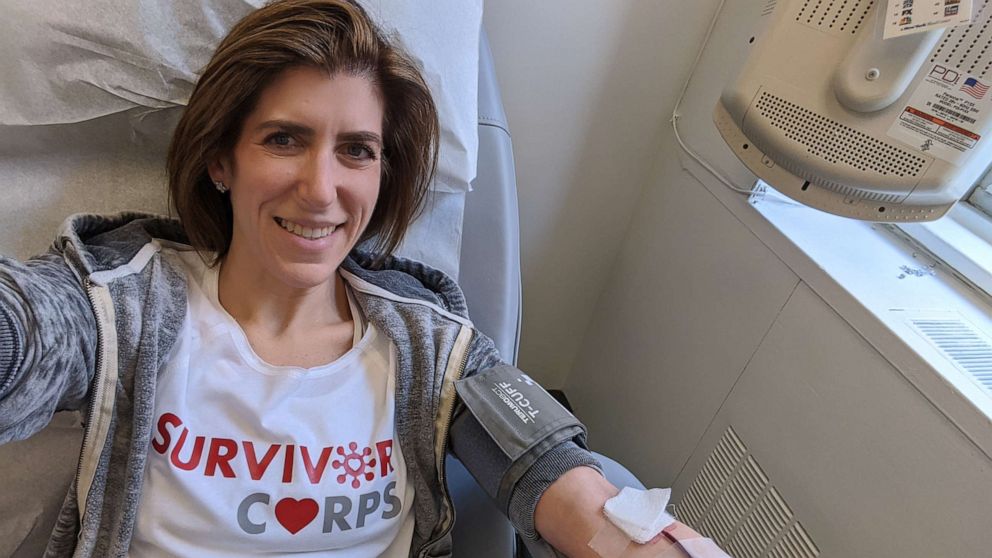 PHOTO: Diana Berrent during her first round of plasma donation.