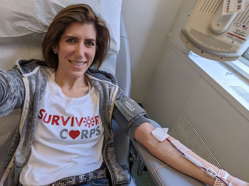 PHOTO: Diana Berrent during her first round of plasma donation.
