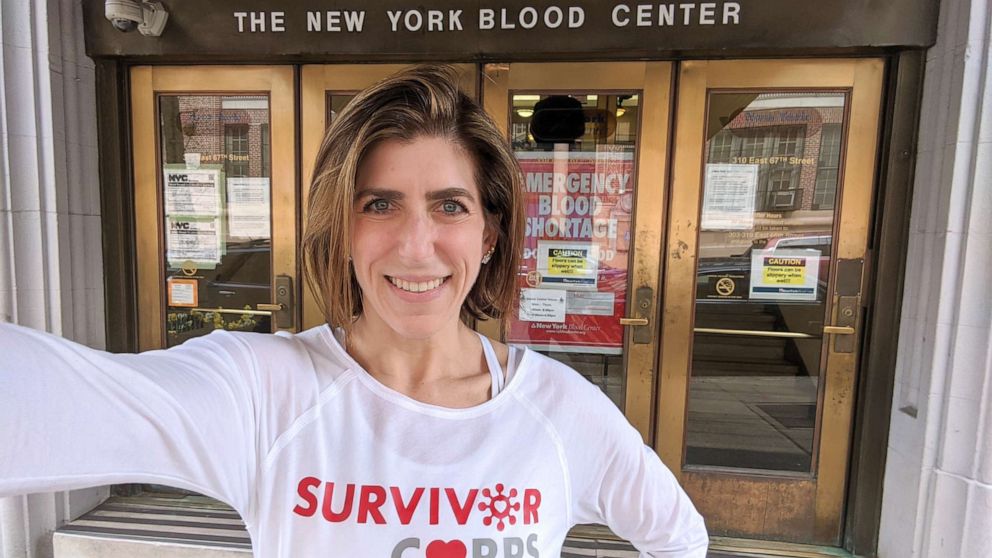 PHOTO: Diana Berrent at the New York Blood Center for her first round of plasma collection. 