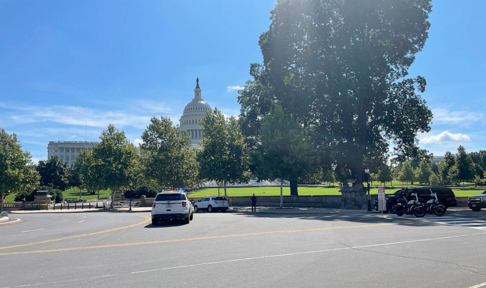 PHOTO: Police activity is pictured near the Cannon House Office Building, which is being evacuated due to a suspicious vehicle at 100 block of 1st St., SE, according to a law enforcement sources. The Library of Congress is also being evacuated.