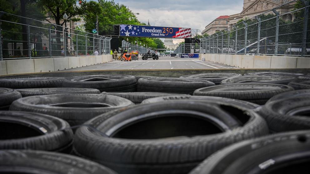 PHOTO: The U.S. Capitol is seen beyond the Freedom 250 Grand Prix race track, Aug. 18, 2026, in Washington.
