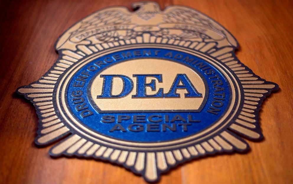 PHOTO: FILE - A logo reading DEA Special Agent is pictured in the Office of the US Drug Enforcement Administration (DEA), May 29, 2019 in New York City.