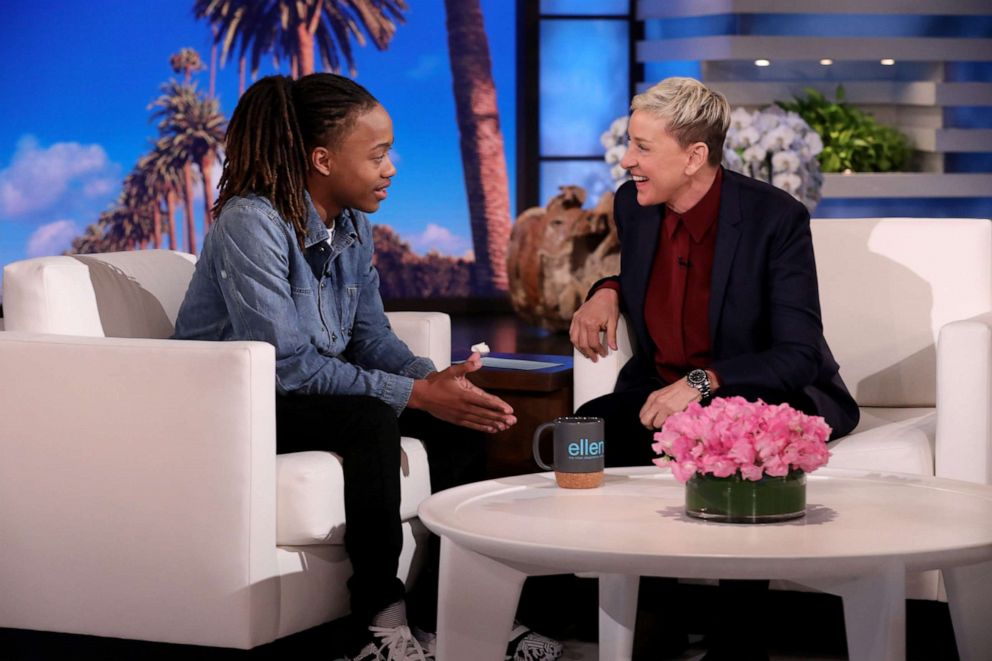 PHOTO: Talk show host Ellen DeGeneres speaks with DeAndre Arnold, who made national news after his school told him he couldn’t walk at graduation unless he cut his dreadlocks, Jan. 29, 2020, on "The Ellen DeGeneres Show."