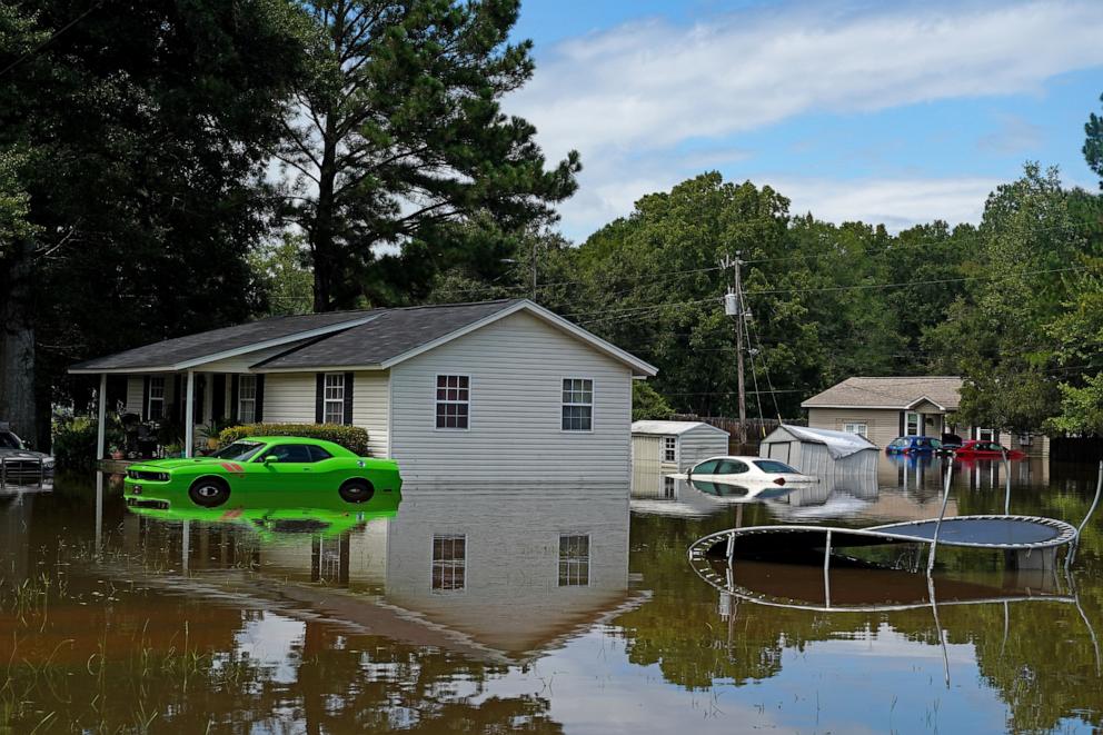 PHOTO: Resident of the Allen Circle neighborhood's homes are underwater after excessive rains caused flooding on August 7, 2024 in Statesboro, Georgia.