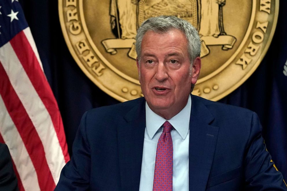 PHOTO: New York Mayor Bill de Blasio announced on Aug. 3, 2021 that New York City will soon require proof of COVID-19 vaccinations for anyone who wants to dine indoors at a restaurant, see a performance or go to the gym.