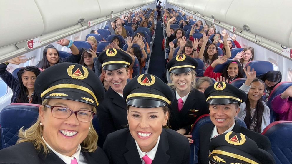 PHOTO: Delta celebrated International Girls in Aviation Day with its fifth-annual "WING Flight," carrying 120 girls from Salt Lake City to NASA in Houston, Oct. 6, 2019.