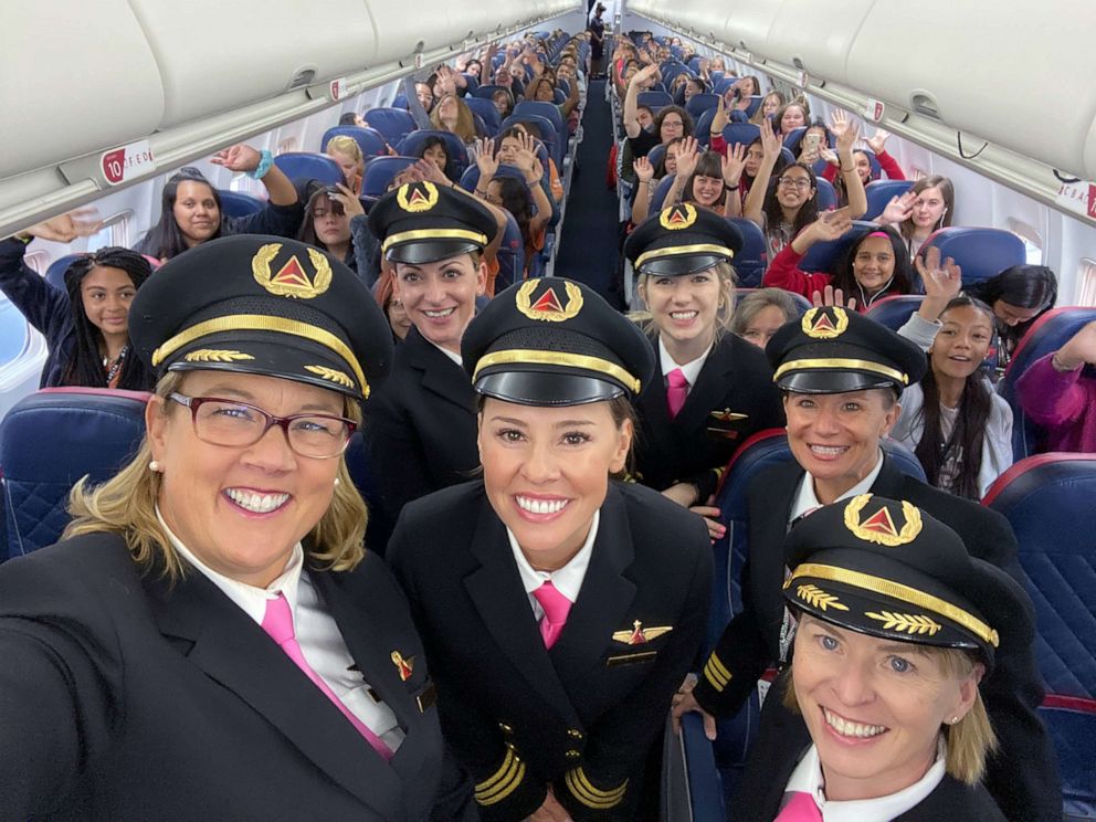 PHOTO: Delta celebrated International Girls in Aviation Day with its fifth-annual "WING Flight," carrying 120 girls from Salt Lake City to NASA in Houston, Oct. 6, 2019.