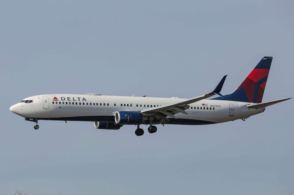 PHOTO: In this Oct. 19, 2020, file photo, a Delta Air Lines Boeing 737 passenger jet lands at John F. Kennedy International Airport in New York.