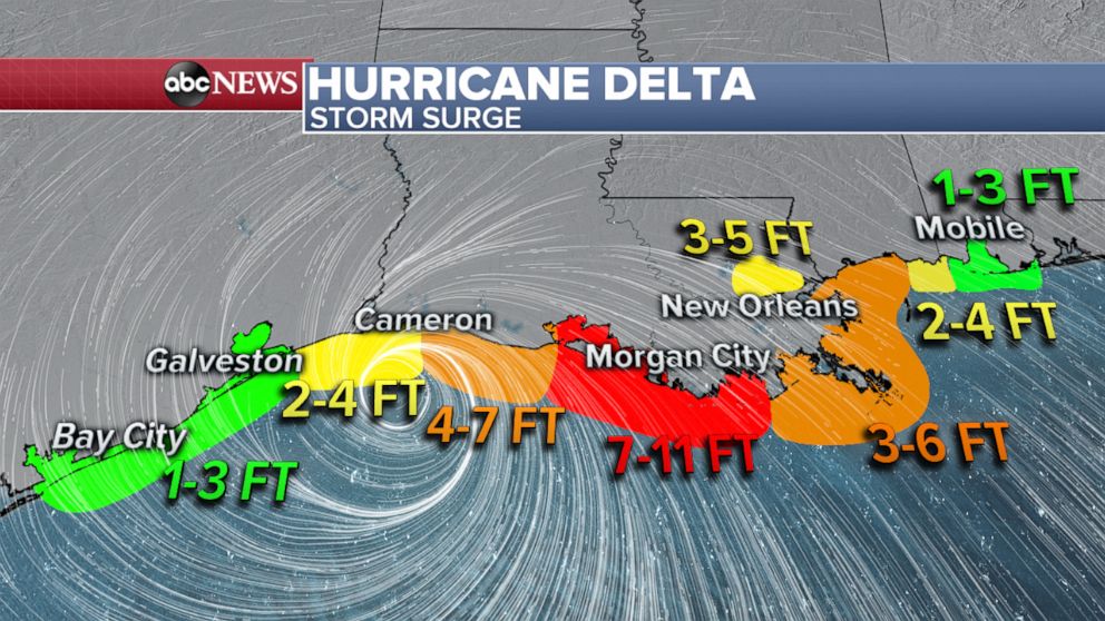 PHOTO: Hurricane Delta projected storm surge, Oct. 8, 2020. 