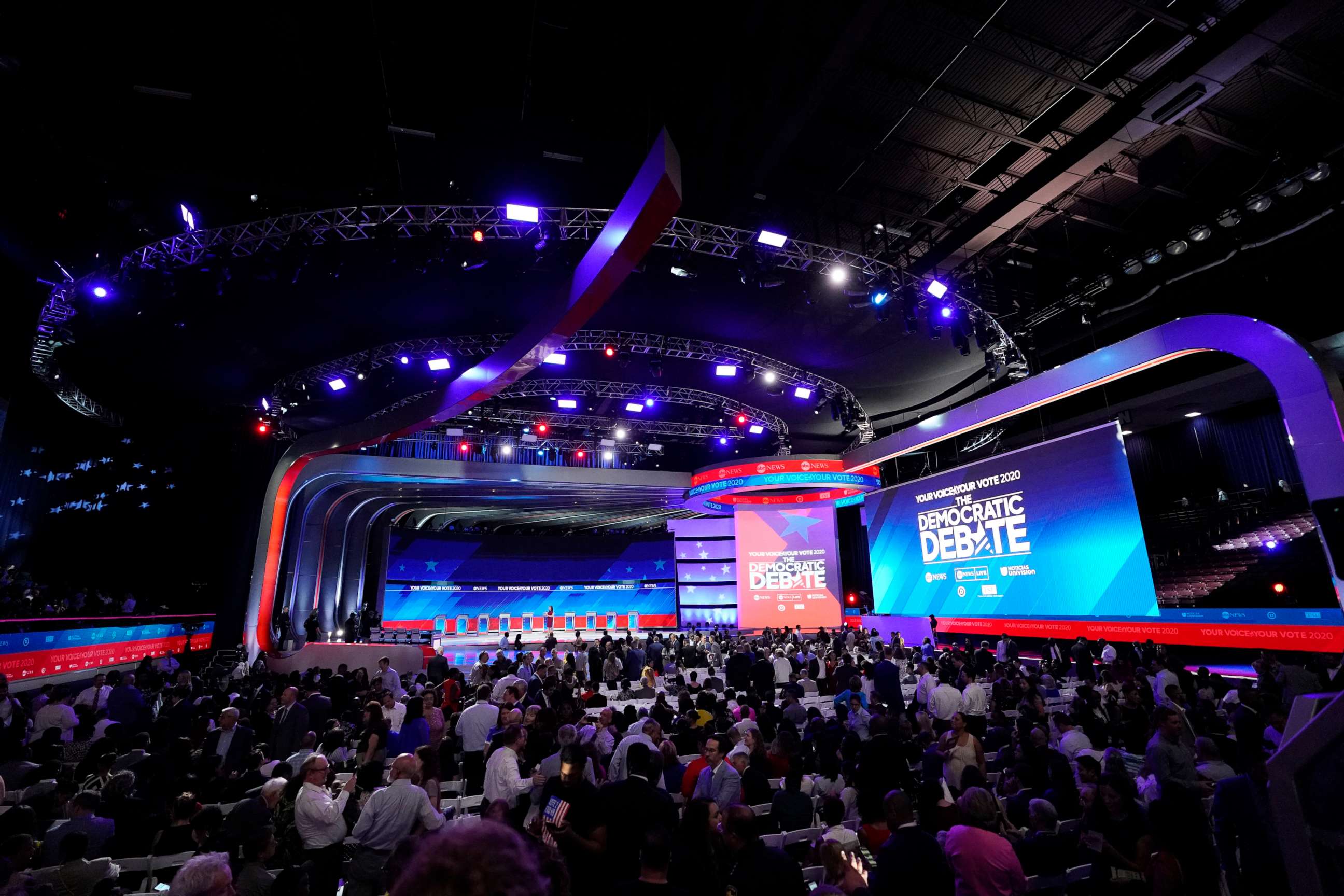 PHOTO: Audience members arrive before a Democratic presidential primary debate Thursday, Sept. 12, 2019, at Texas Southern University in Houston.