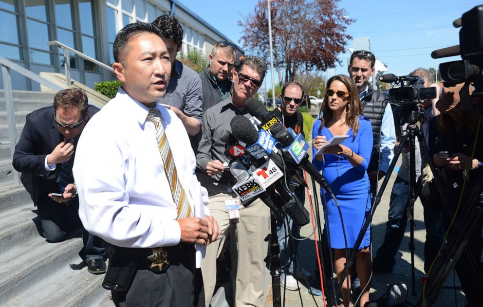 PHOTO: In this March 25, 2015, file photo, Lt. Kenny Parks speaks at a press conference in Vallejo, Calif., confirming reports that Denise Huskins has been found safe in Huntington Beach, Calif.