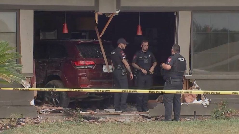 PHOTO: Twenty-three people were injured when a car crashed through a Denny's restaurant in Rosenberg, Texas, on Sept. 4, 2023.