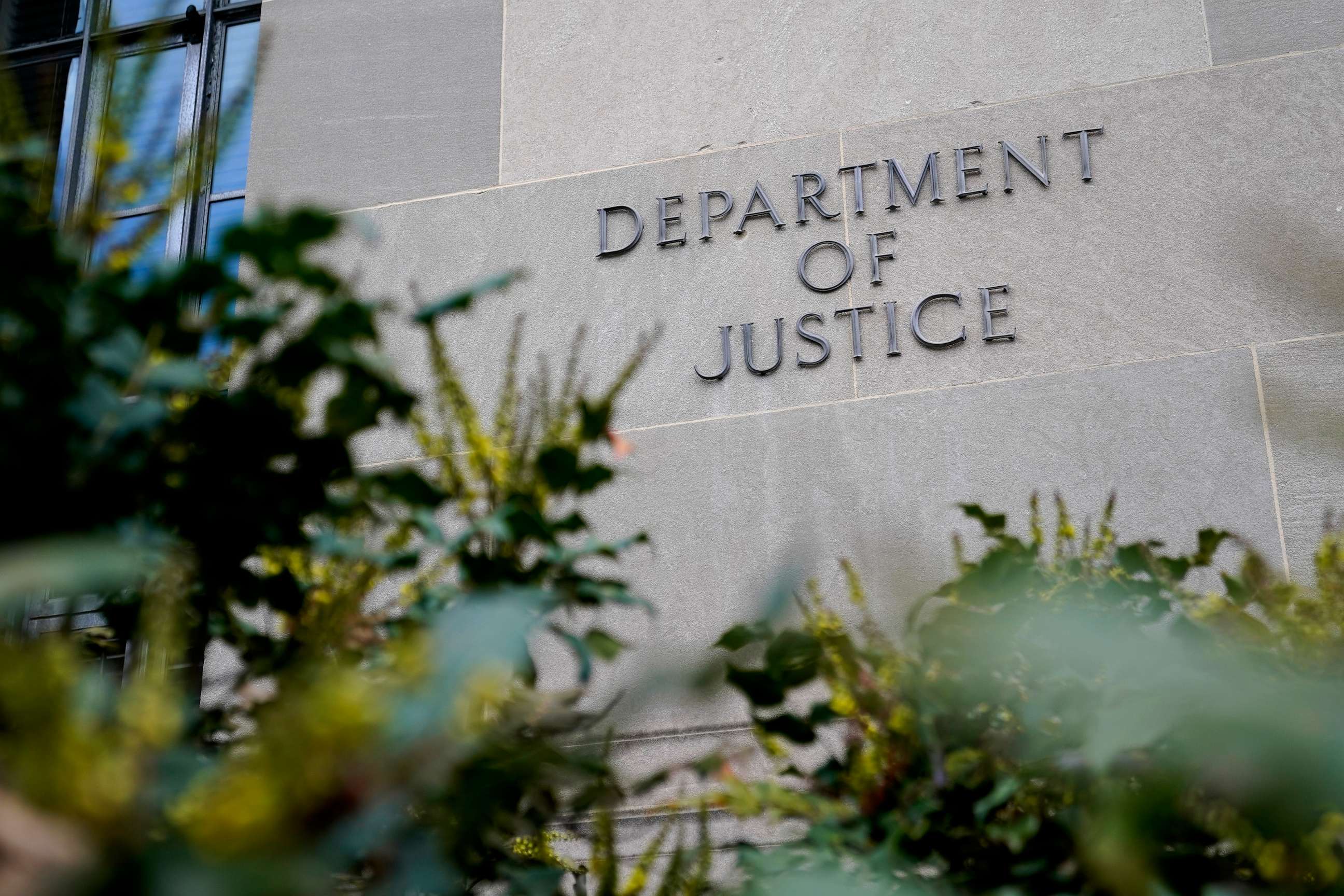 PHOTO: A sign marks an entrance to the Robert F. Kennedy Department of Justice Building in Washington, Jan. 23, 2023.