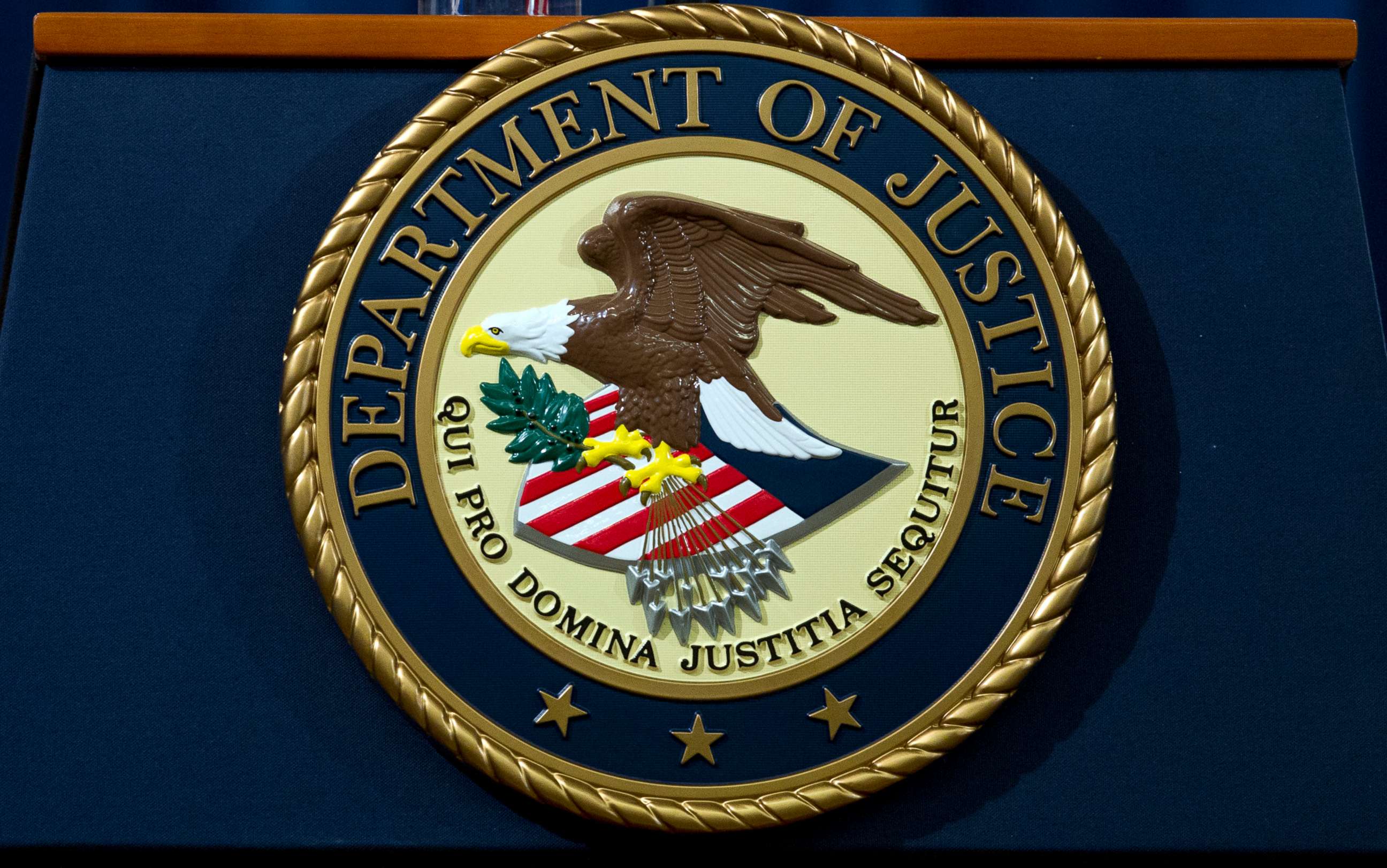 PHOTO: In this Nov. 28, 2018, file photo, the Department of Justice seal is seen in Washington, D.C. 