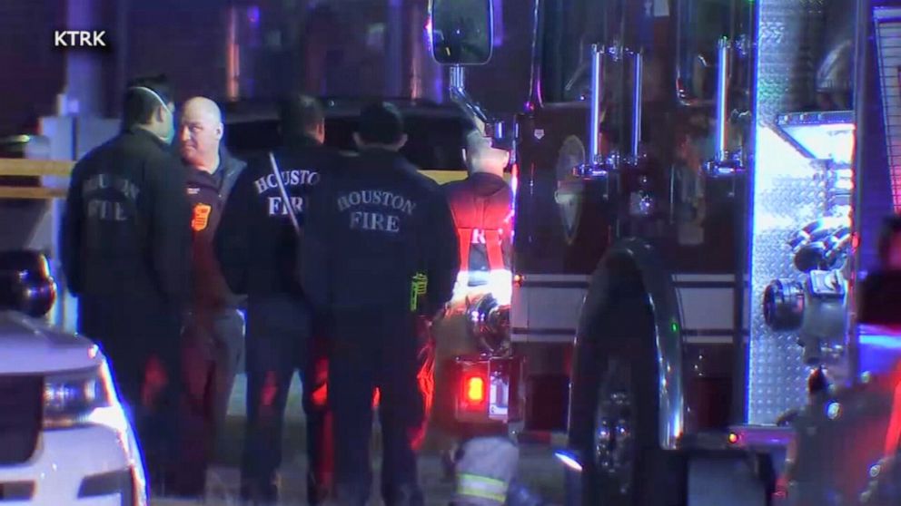PHOTO: First responders at the scene of a fatal shooting in Houston of a Harris Couty, Texas, Precinct 5 constable on Jan. 23, 2022. 