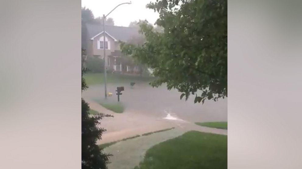 PHOTO: jeffjaeger2 shared video on Twitter showing the flood situation at his house in Johnston, Iowa, June 30, 2018.