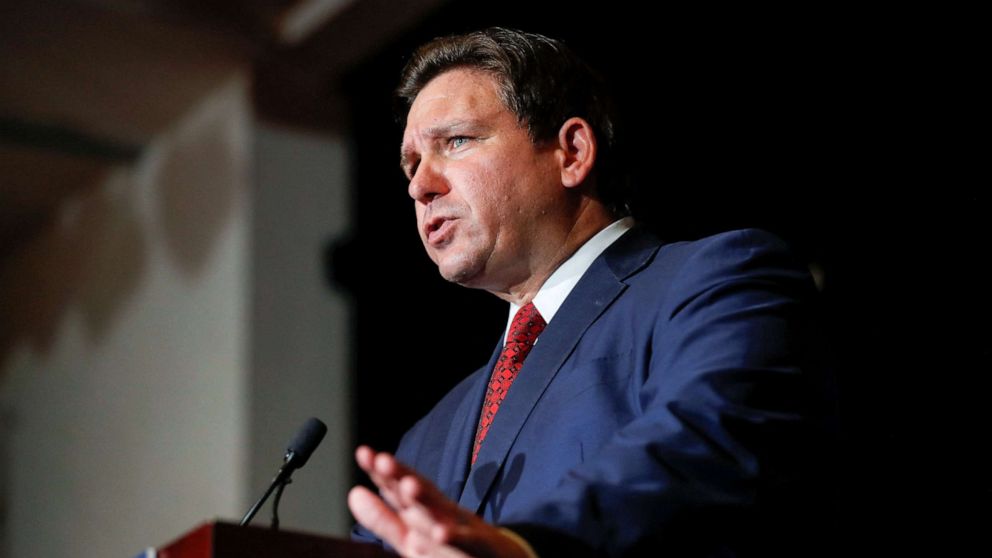 PHOTO: Florida Governor Ron DeSantis speaks at an event in Tampa, Fla., Aug. 24, 2022. 