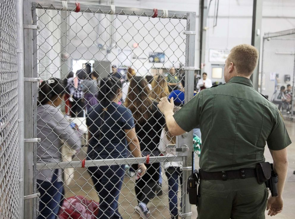 PHOTO: A view of inside U.S. Customs and Border Protection (CBP) detention facility shows detainees inside fenced areas at Rio Grande Valley Centralized Processing Center in Rio Grande City, Texas, June 17, 2018. 