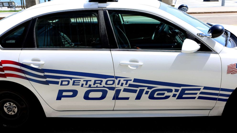 A Detroit Police car sits downtown in Detroit on May 24, 2018.