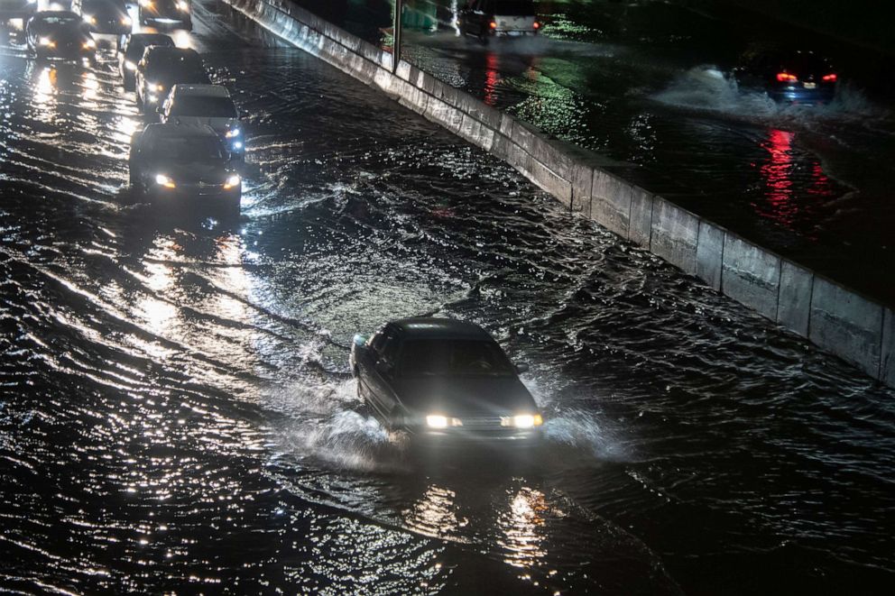 PHOTO: A severe thunderstorm rolled through the city of Detroit bringing a downpour that flooded I-94 and many other roadways in and around the city as well as resident's homes, July 24, 2021.