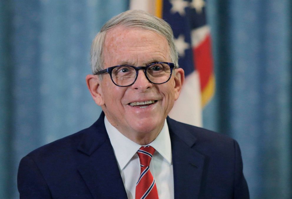 PHOTO: Ohio Gov. Mike DeWine answers reporters questions in Columbus, Ohio, Jan. 6, 2022. 