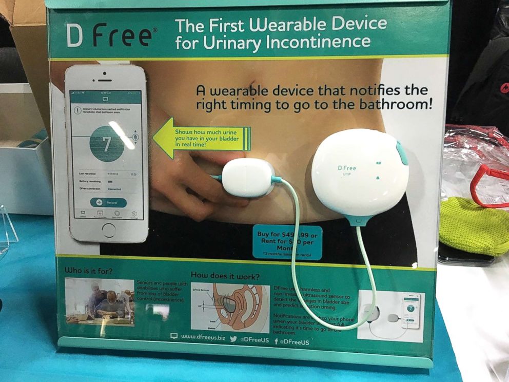 PHOTO: The D Free monitors changes in bladder size and transmits that information to a smartphone app, which sends a customizable alert to the person when it's time to find a toilet.