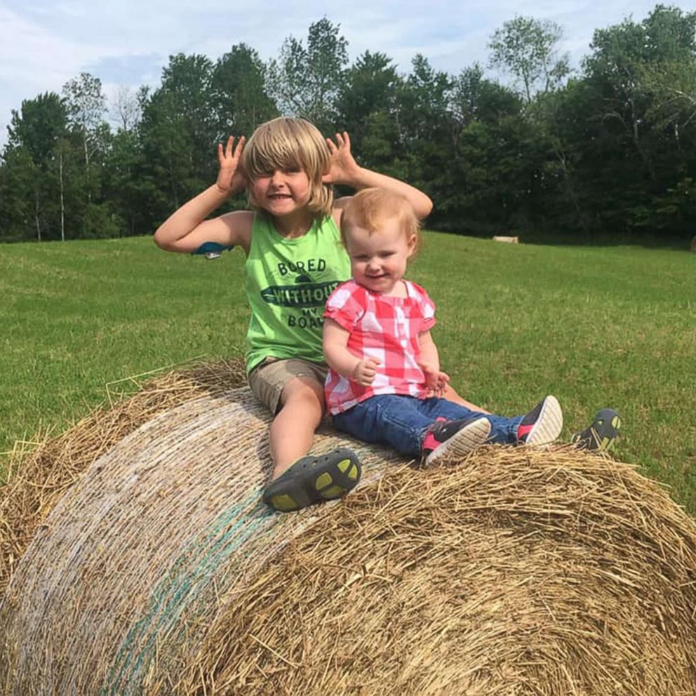 PHOTO: Ian Christensen, 6, from Sand Lake, Michigan, who has type 1 diabetes, poses for a photo with his younger sister.