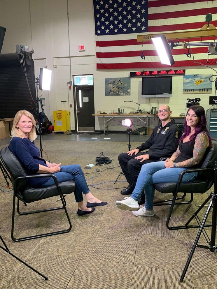 PHOTO: ABC News Chief Global Affairs Correspondent Martha Raddatz sat down with Sergeant First Class Dick Young and his wife, Trina, at Fort Bragg for their first interview since Dick's parachute accident on February 12, 2019.