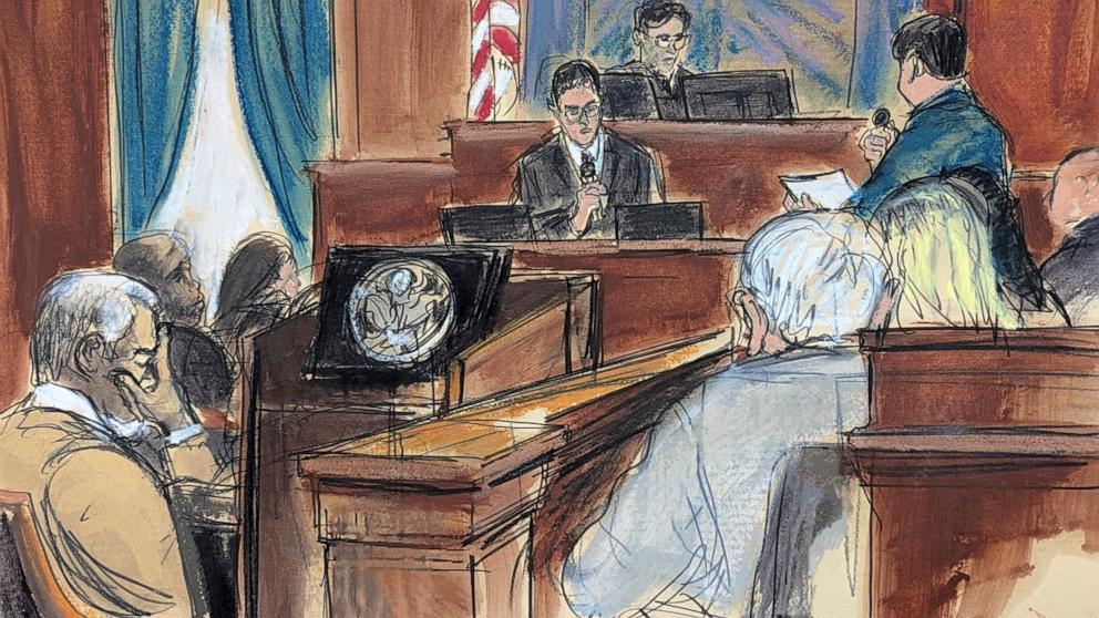 PHOTO: Sean "Diddy" Combs reacts as the jury foreman reads the verdict convicting him of prostitution-related offenses, July 2, 2025, in Manhattan federal court in New York City.