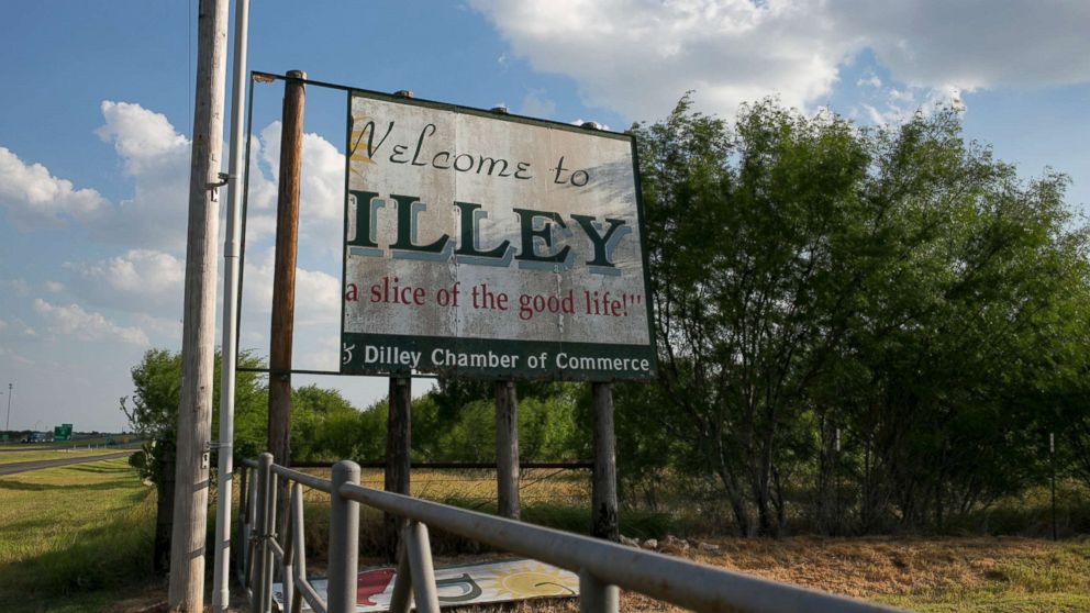 PHOTO: A sign for the city of Dilley in Texas is pictured in this undated file photo.