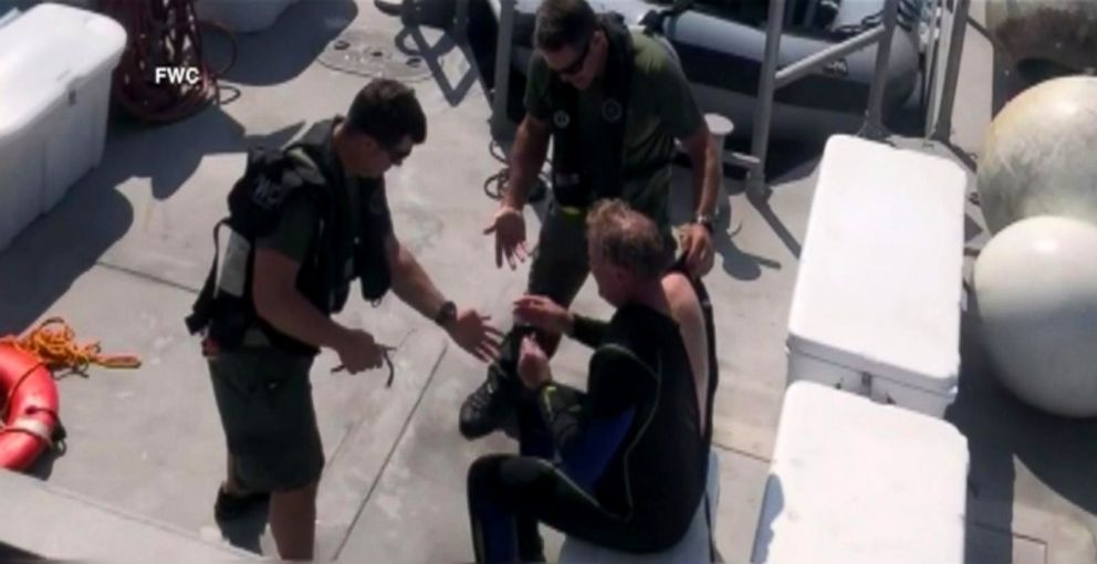 PHOTO: Authorities rescued an experienced diver who had spent an entire night lost at sea in the Gulf of Mexico off the coast of Hudson, Florida, Aug. 23, 2018.