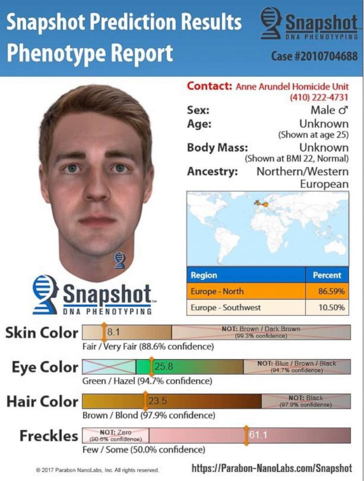 PHOTO: A composite made from a DNA sample helped Anne Arundel County Police solve a cold case. 