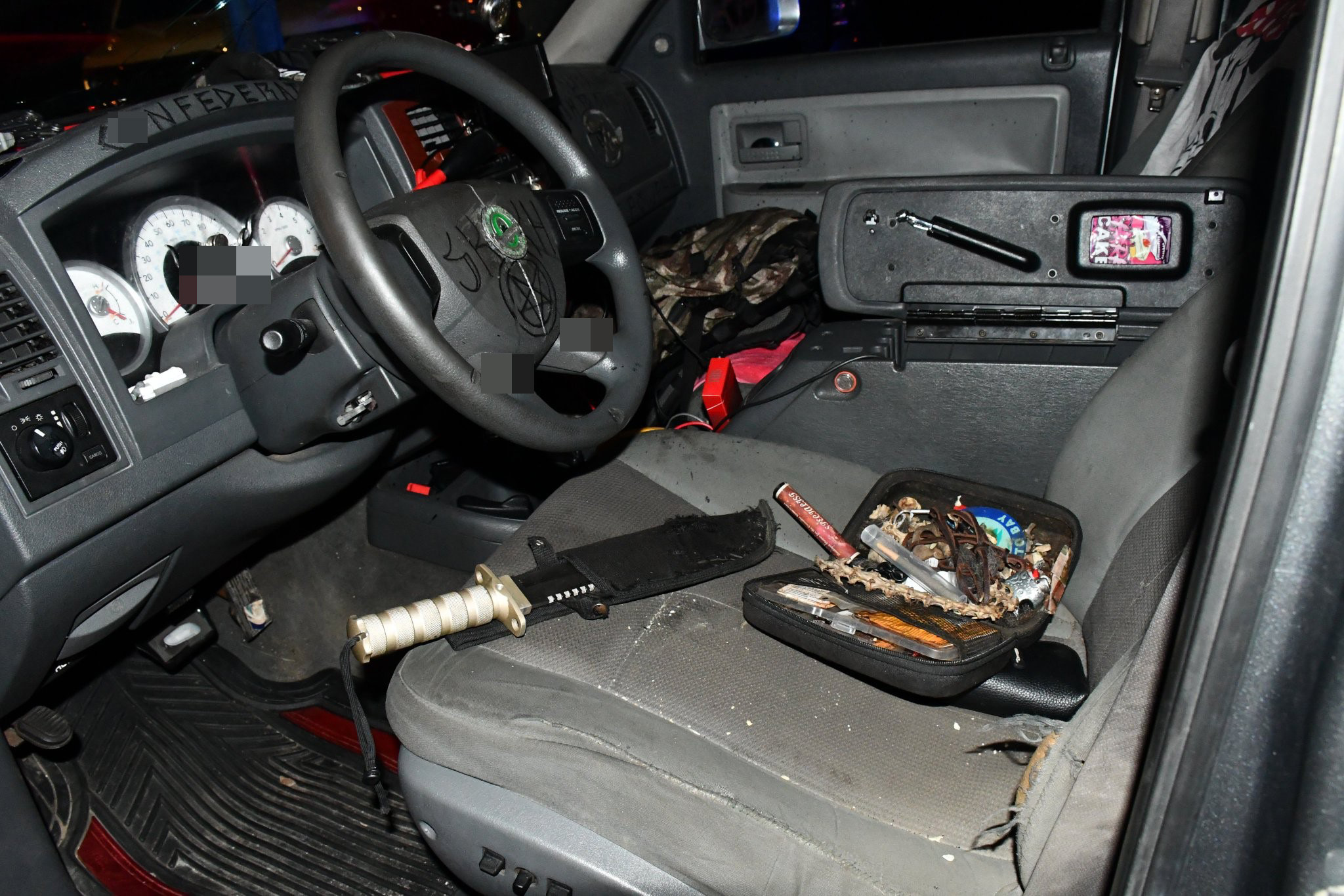 PHOTO: A machete sits on the front seat of a truck in an image released by the U.S. Capitol Police in Washington, D.C., Sept. 13, 2021.