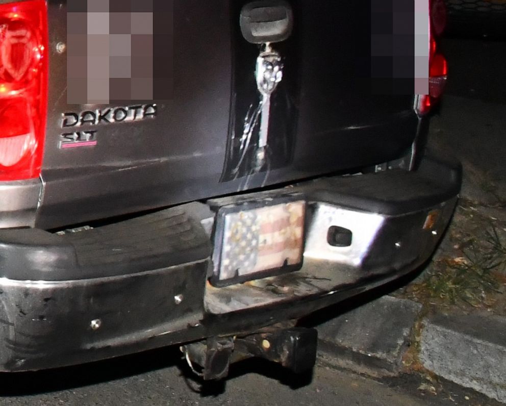 PHOTO: The license plate is missing from a truck in an image released by the U.S. Capitol Police in Washington, D.C., Sept. 13, 2021.
