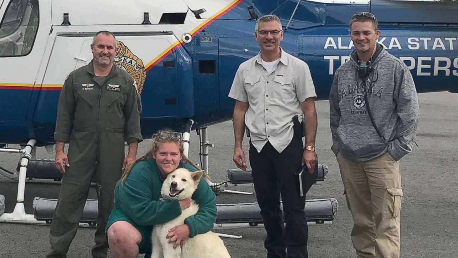 PHOTO: Amelia Milling was rescued by a trained husky, Nanook, who stayed by her side until Alaska State Troopers arrived at her location.