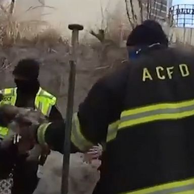 It took police, firefighters and local contractors 40 minutes to rescue the dog from the hole in Atlantic City.