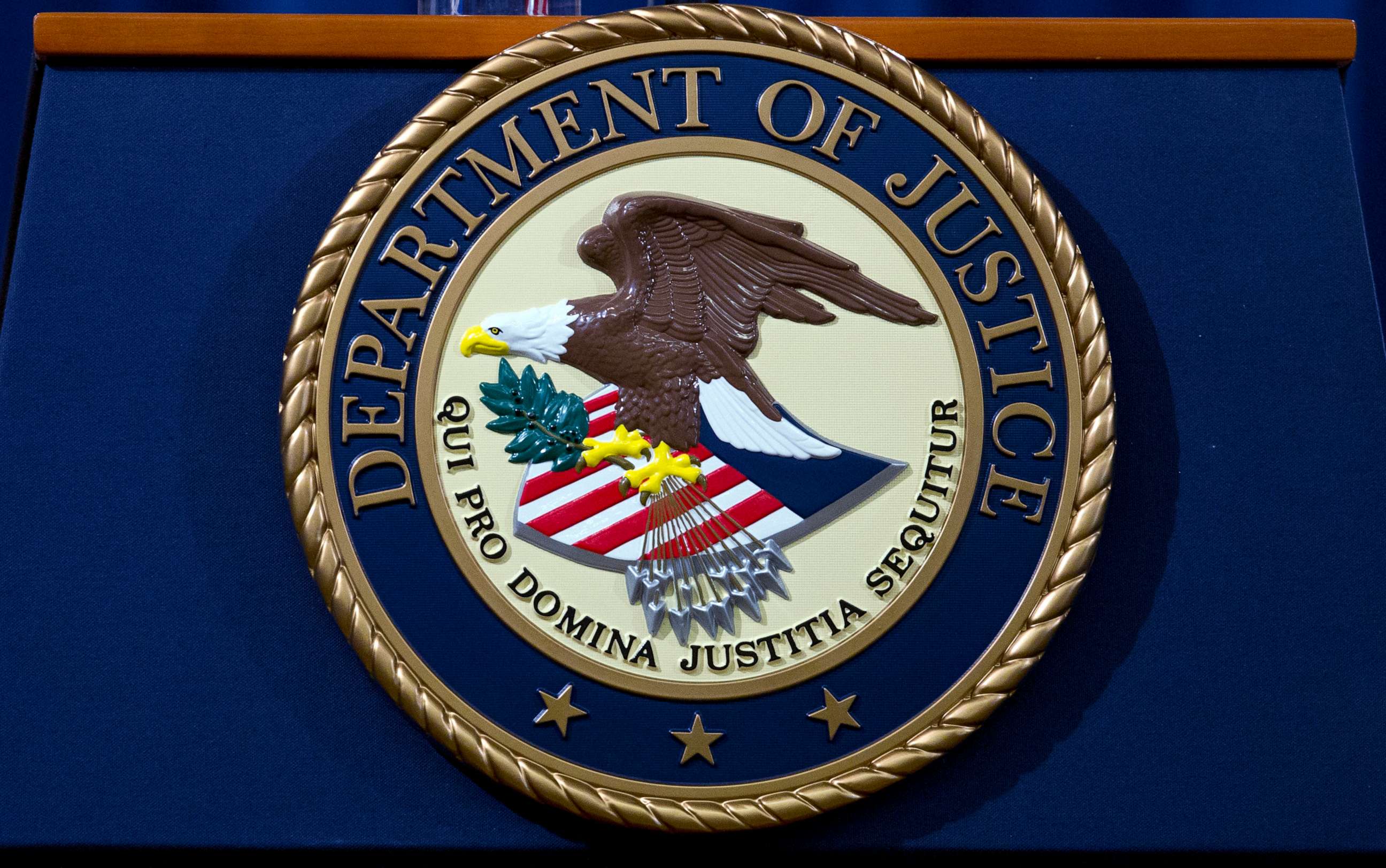 PHOTO: In this Nov. 28, 2018, file photo, the Department of Justice seal is shown in Washington, D.C.