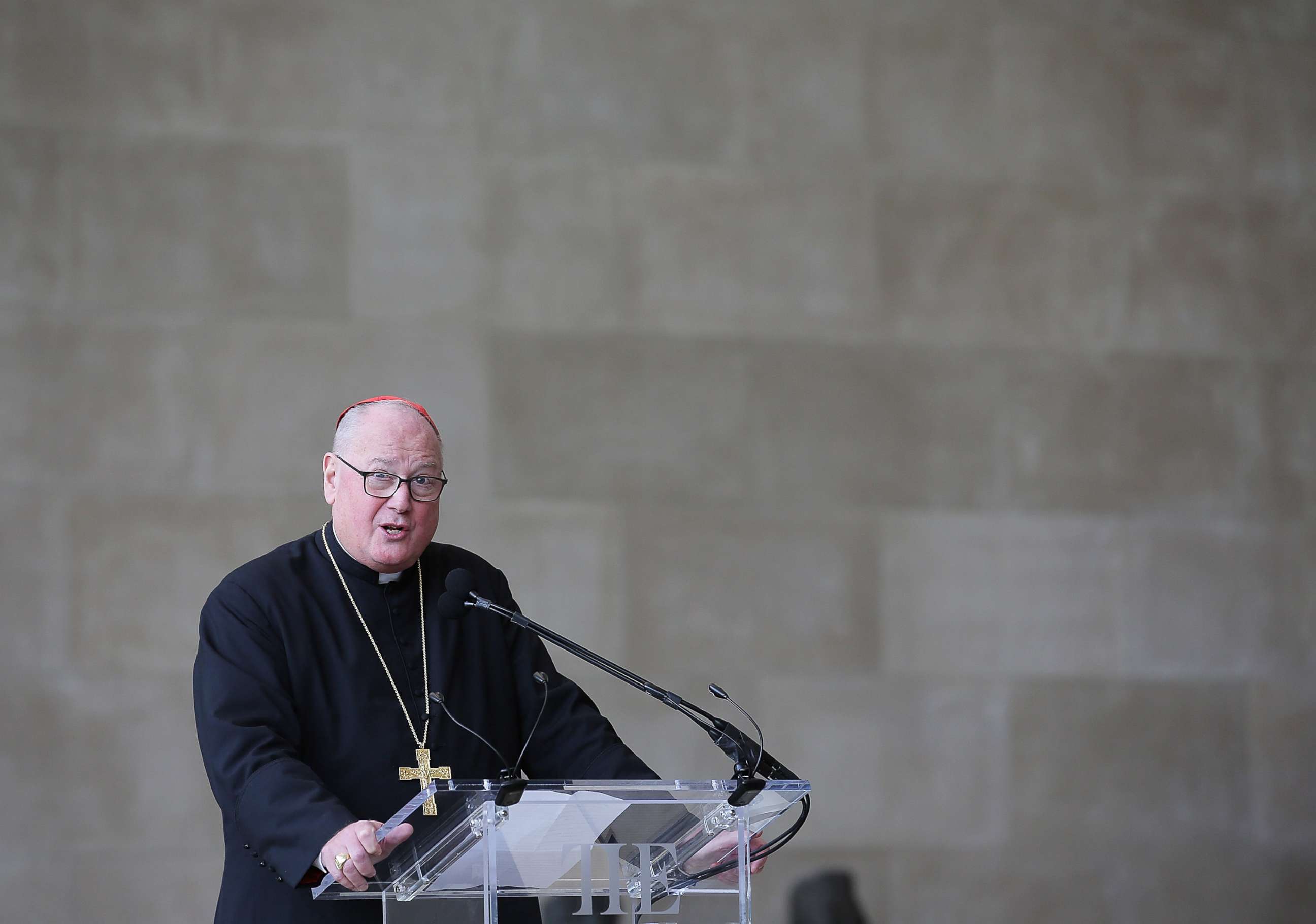 PHOTO: Cardinal Timothy Michael Dolan speaks at The Metropolitan Museum of Art, May 7, 2018 in New York City.