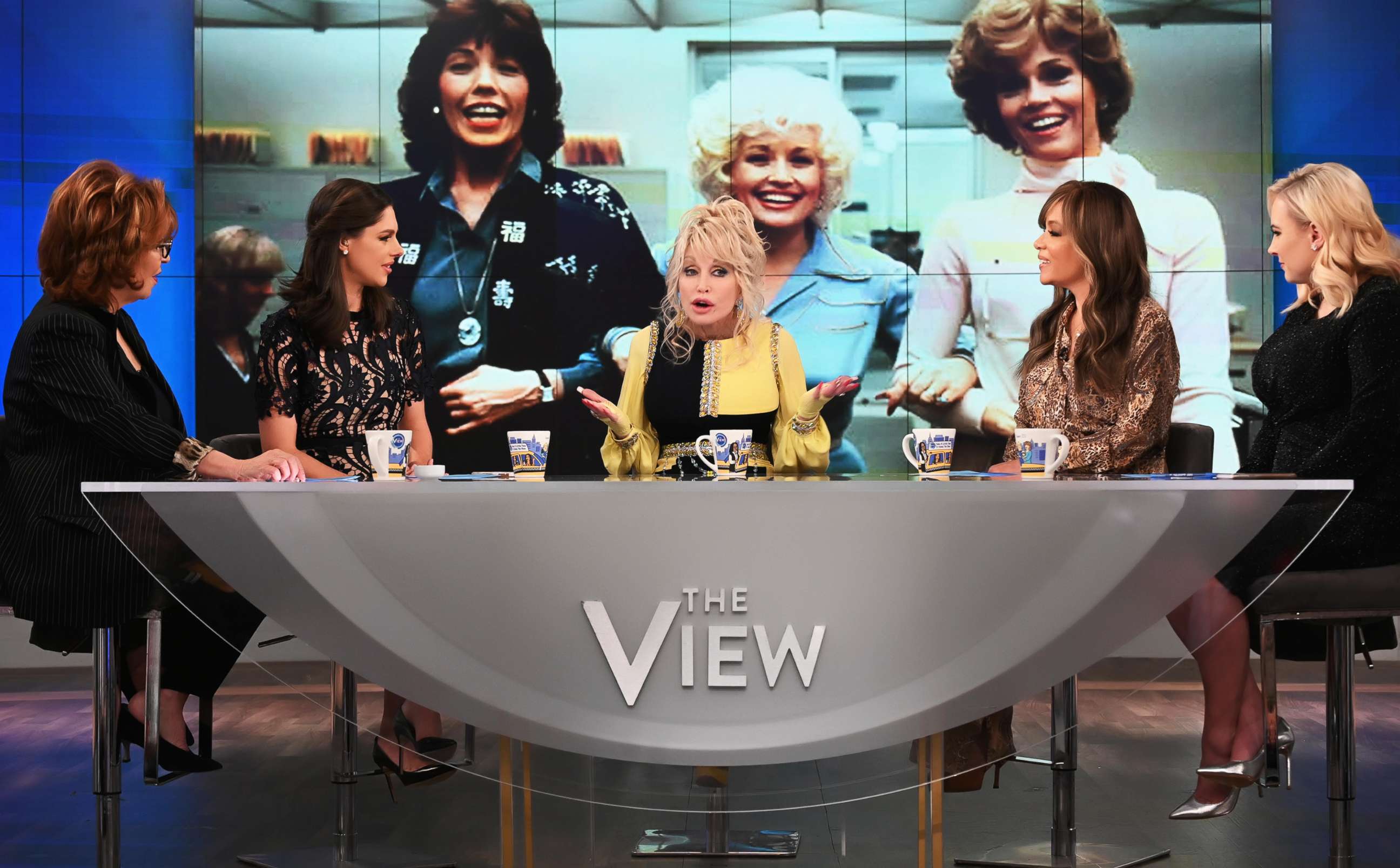 PHOTO: Dolly Parton joins "The View" co-hosts Joy Behar, Abby Huntsman, Sunny Hostin, and Meghan McCain to discuss her new series "Heartstrings" on Nov. 22, 2019.