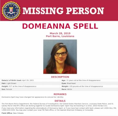 PHOTO: Domeanna Spell is pictured in this poster released by the FBI.